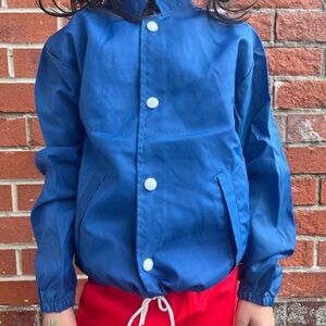Vintage Kids Blue Windbreaker Snap Button Closure 70's Kids Clothes